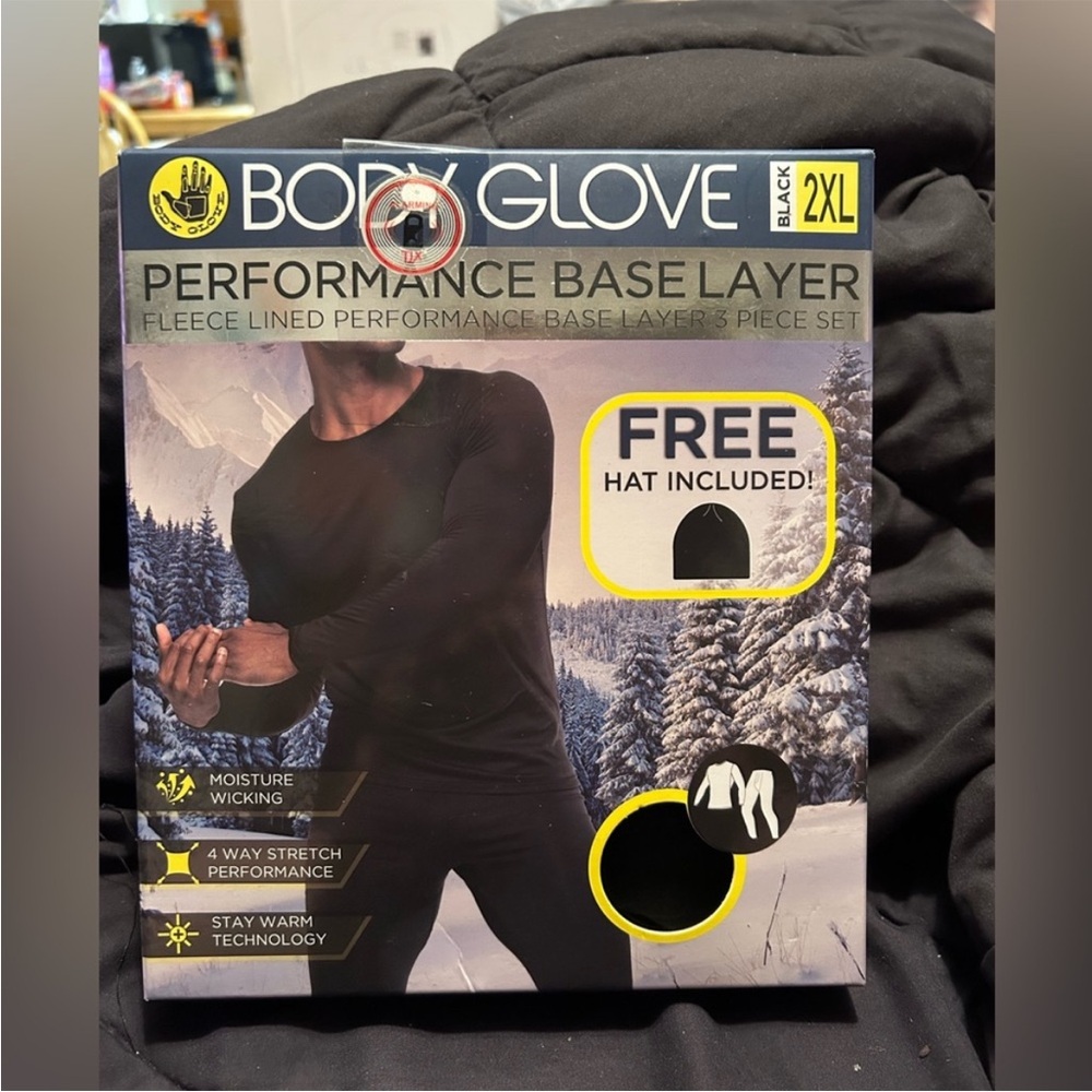 Body Glove Black Fleece Lined Base Layer Set